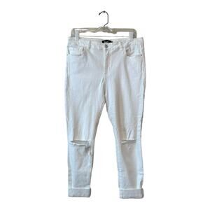 Nanette Lepore HW Grammercy Skinny White distressed jeans size 8